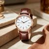 Men's Analog Quartz Watches Minimalist Three-Hand Watch Classic Adjustable Leather Strap Watch for Fathers Husbands Gifts for Office Party Dating