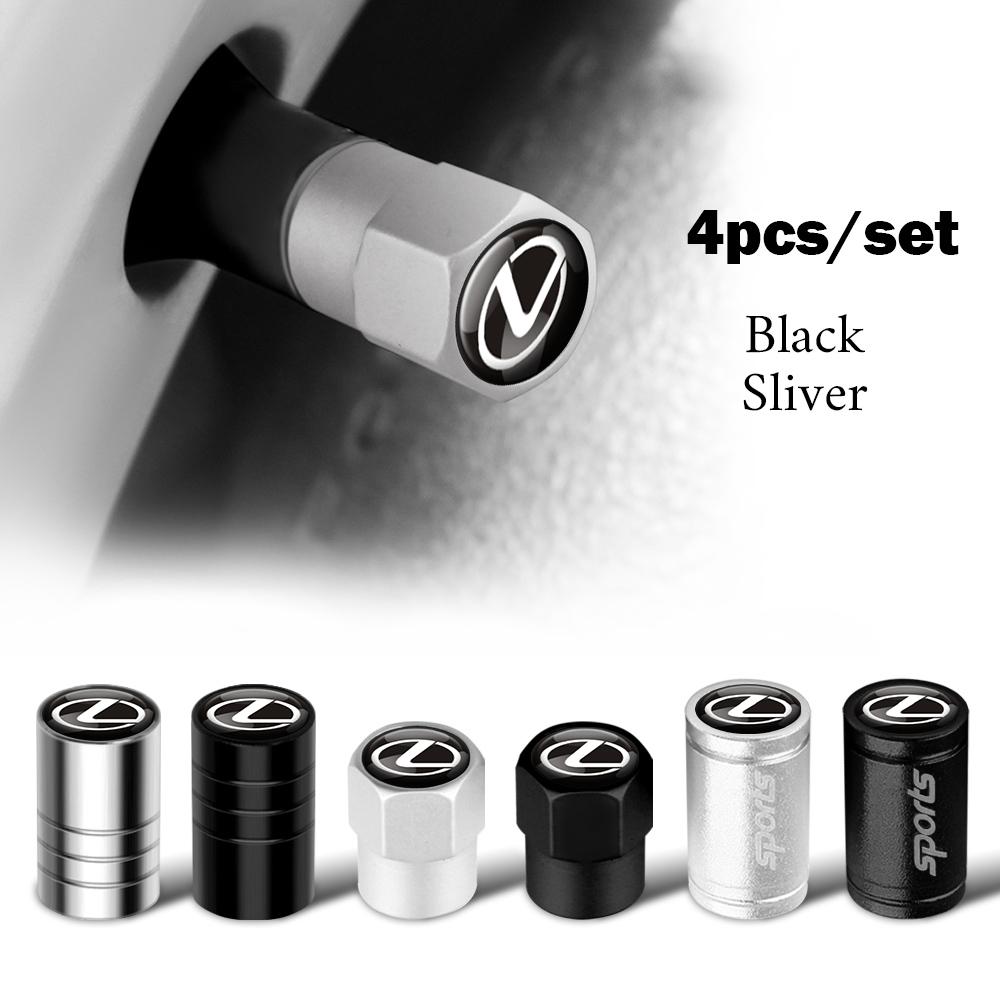 4 Piezas Tapones de Válvula de Neumático de Coche Cubierta de Vástago con Emblema Accesorios Para Lexus LS LC IS350 ES300h ES300 IS250 IS220d NX350h RX GS350 CT200h LX