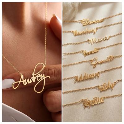 Gepersonaliseerde Naam Letter Ketting Gepersonaliseerde Roestvrij Staal Naamplaatje Gouden Kleur Ketting voor Vrouwen Verjaardagsfeest Sieraden Cadeau
