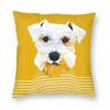 White Schnauzer Dog Square Pillowcase Polyester Linen Velvet Creative Zip Decorative Pillow Case Room Cushion Cover