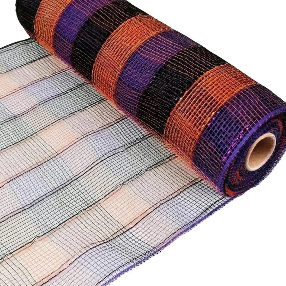 Festive Ribbon Roll with Striped Netting for DIY Christmas Decor Including For Wreaths Bows Garland and Holiday Crafts