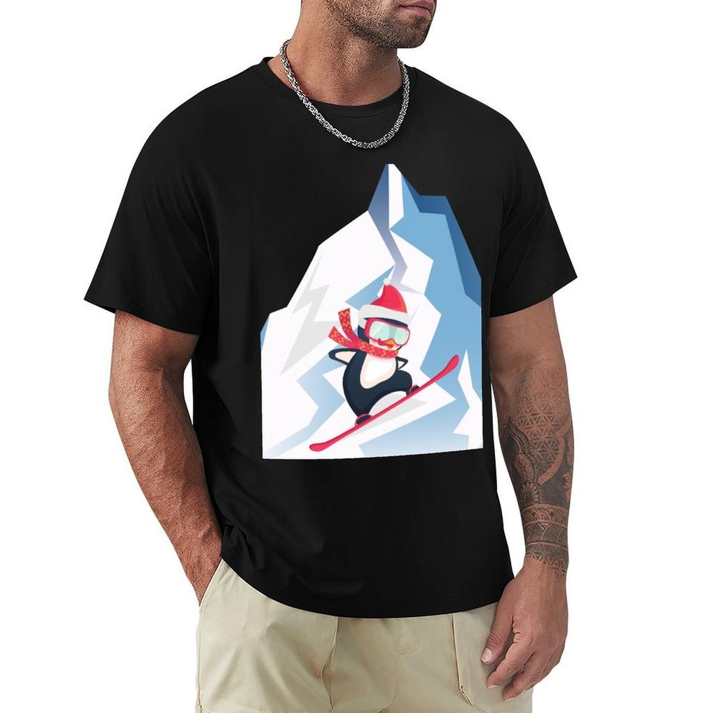 Snowboarding Penguin Christmas Tshirt Antiperspiration Workout Top