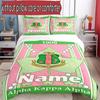 3pcs Duvet Cover Set (1*Duvet Cover + 2*Pillowcase, Without Core), Custom Name Alpha Kappa Alpha Pattern Bedding Set, Home Bedroom Decor Gift