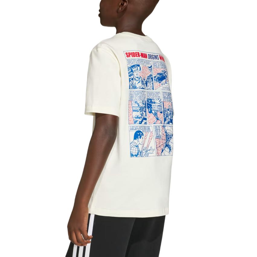 adidas X Marvel Collaboration T-Shirt Marvel Spider-Man Crew Neck Loose Fit Kids Tops JZ3555