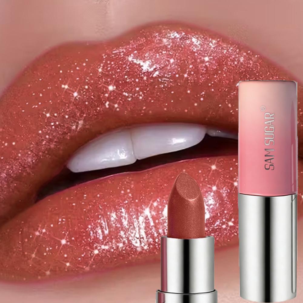 Pearlescent Glitter Lipstick Waterproof Lasting Shimmer Shiny Lip Gloss Make Up Diamond Gloss Glitter Lipstick Highly Pigmented