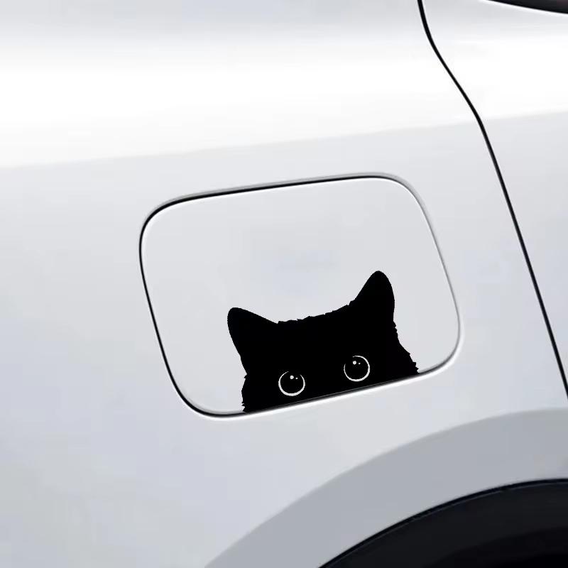 Car Sticker Cartoon Cat Sticker Black Cat With Big Eyes Vinyl Decoration Sticker Car Styling Cover Waterproof Car Accessories