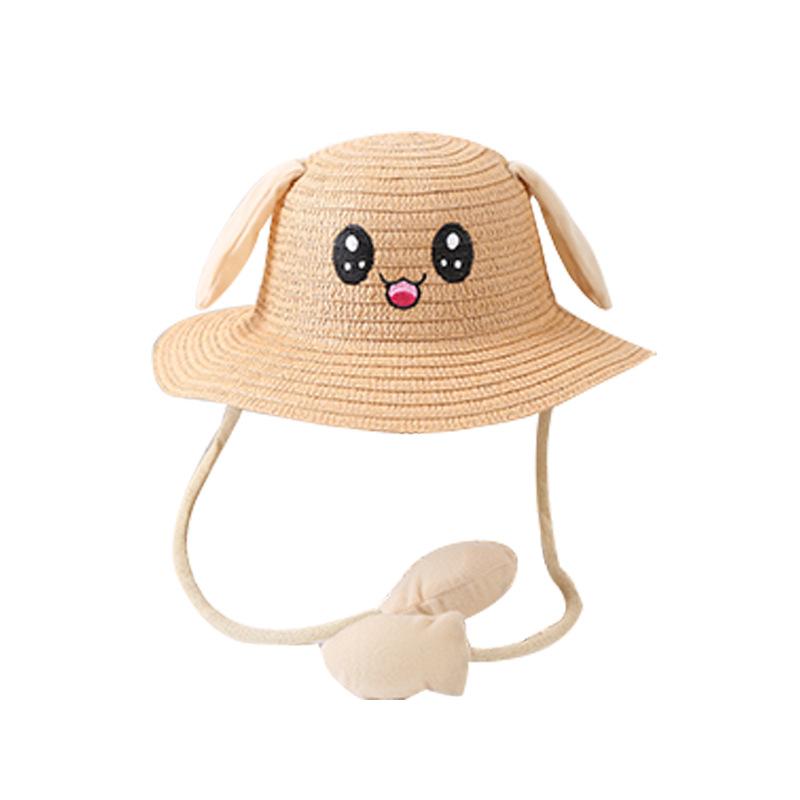 New Children's Sun Hat Summer Ear Moving Hat Airbag Rabbit Hat Sun Protection Straw Hat Tourist Attractions