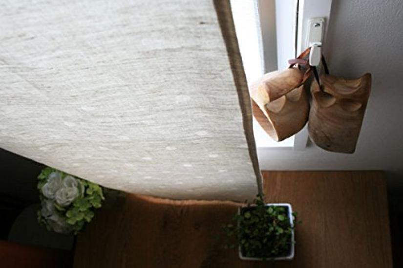 Stylish Nordic Linen Sunnyday Fabric Polka Dot 72cm Wide X 170cm Long Curtain, Linen, (Beige)