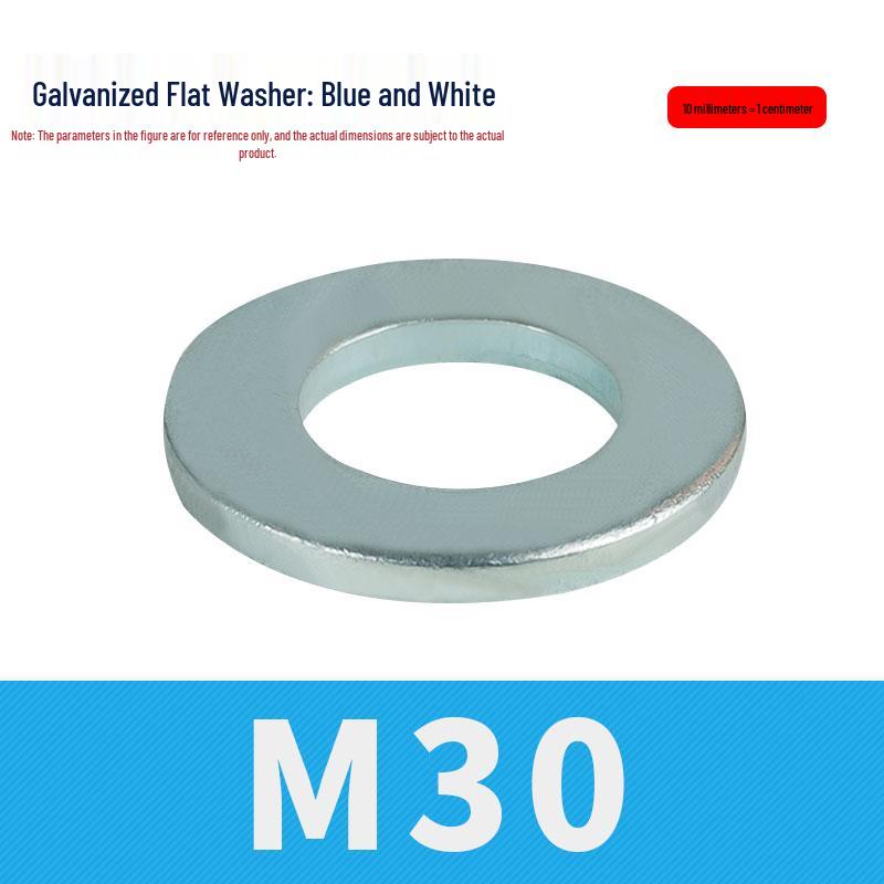 8.8 Grade Blue-White Zinc Galvanized Thickened Flat Metal Washer, M3-M48.