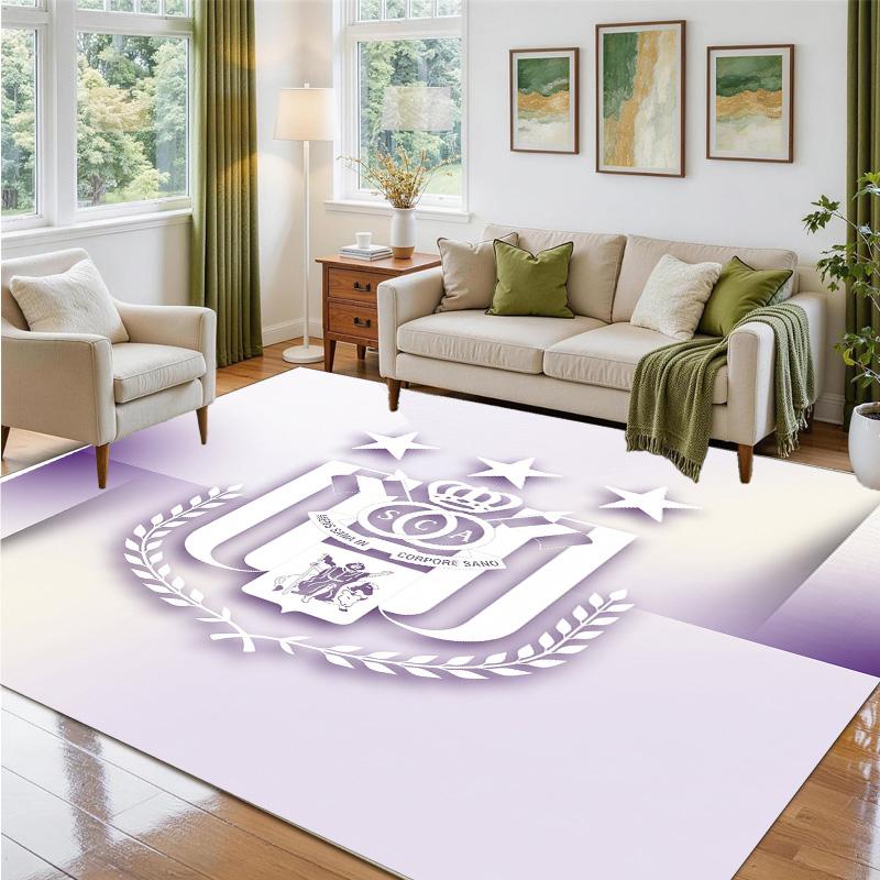 Anderlecht FC Design Crystal Velvet Rug Soft Decorative Mat for Bedroom Entrance