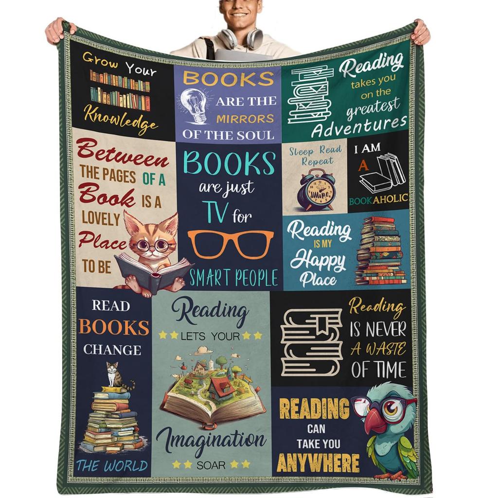 Gift for Book Lovers Printed Blanket for Sofa Bed Travel Camping Living Room Office Conditioning Blanket for All Seasons Gifts