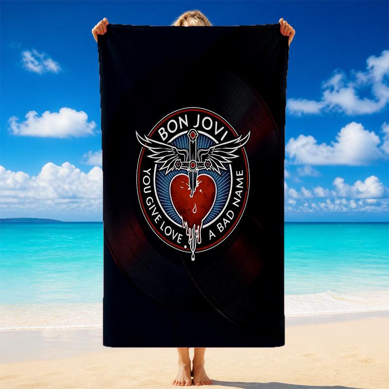 Bon Jovi Print Microfiber Beach Towel Sand?Resistant Lightweight Towel For Swimming Outdoor Travel Use