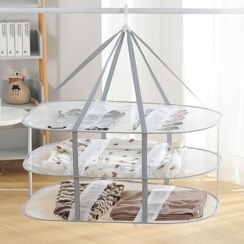 Karim 2-Tier Clothes Drying Net, Foldable, Flat Laundry Drying Net, Keeps Laundry Flat, Prevents Shape Change, Breathable, Suitable for Knitwear, Stuf