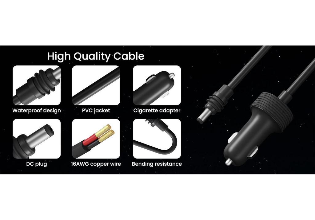 Fourth Generation 100W Waterproof Car Charger Cigarette Lighter Power Cord