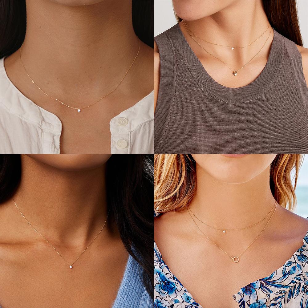 Aide 925 Silver Korean Style Simple Round CZ Zircon Pendant Necklaces For Women Elegant Stackable Clavicle Chain Choker