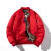 Men Bomber Jacket Solid Autumn Winter Pilot Jacket Women Vintage Fashion Hooded Baseball Coat Casual Windbreak Parkas Red Pink