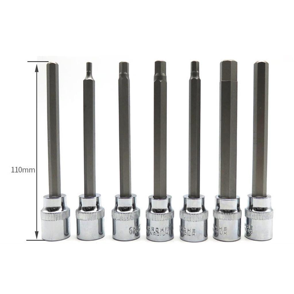 3/8 Inch Hex Socket Bit Adapter for Ratchet Wrench, Long Hex Key Screwdriver Bit with 1/2" Square Drive