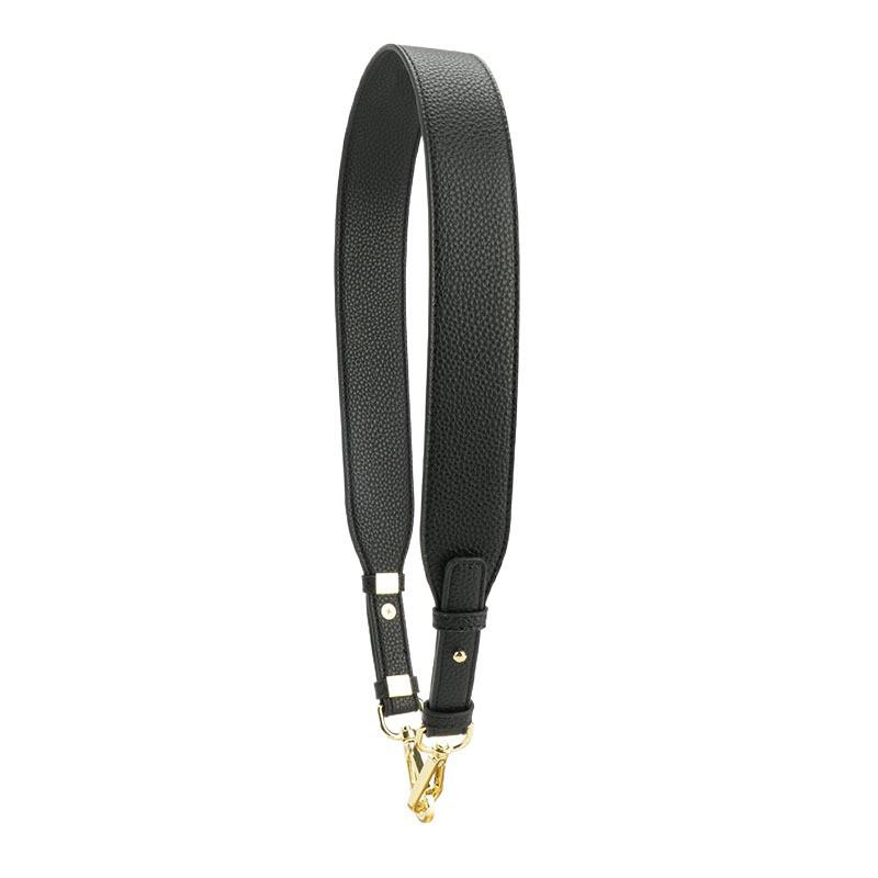 Versatile Black Cowhide Bag Strap: Wide, Solid Color Shoulder Strap Accessory