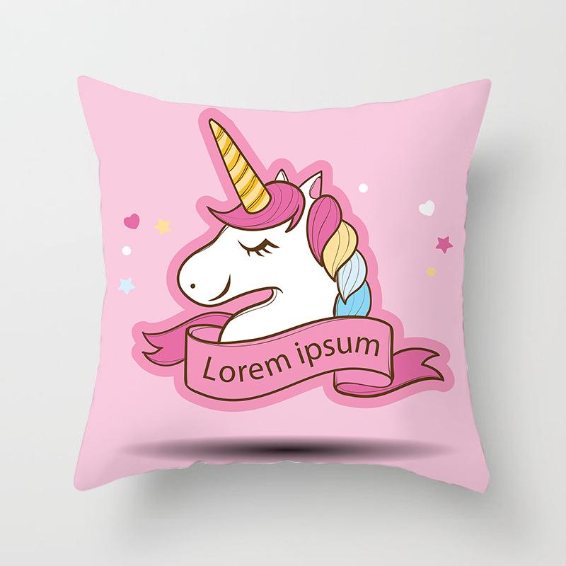 Cute Unicorn Cushion Cover Cartoon Animal Cat Flamingo Polyester Throw Pillow Case Cover Elephant Unicorn Decoration Pillowcases
