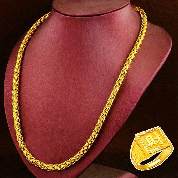 Unique Vietnam-Inspired Gold Necklace & Non-Fading Gold Watch Set for Men