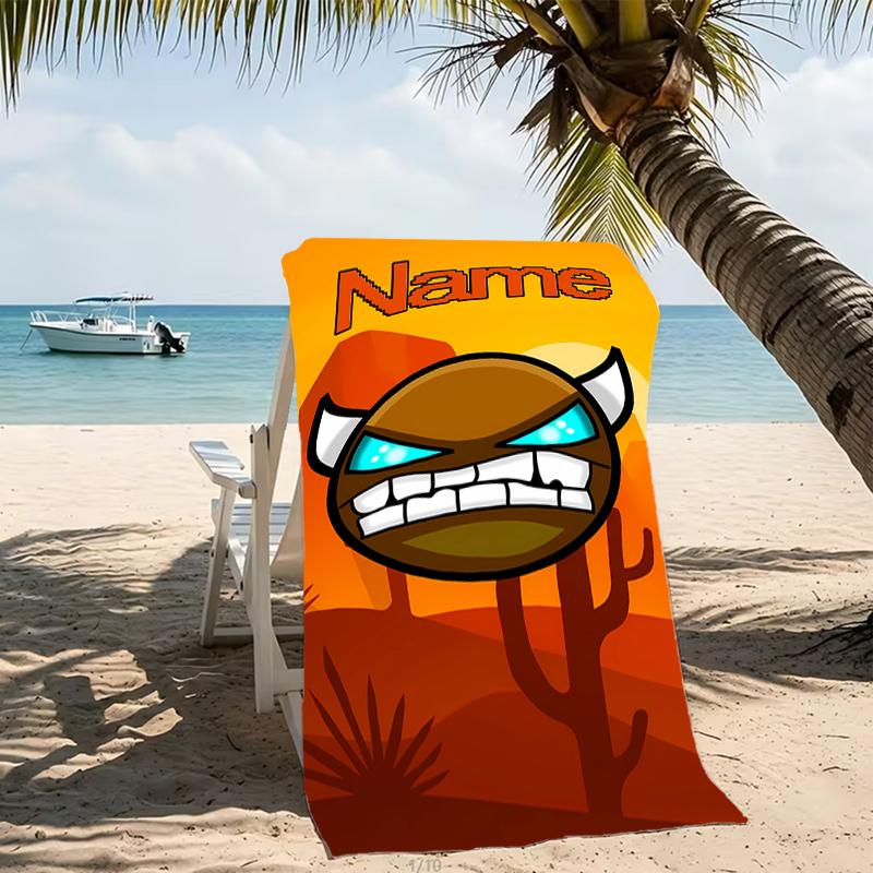 Customizable Personalized Beach Towels Geometry Dash Themed designs.Suitable for the Beach, Yoga, Sports;ideal As Beach Accessories