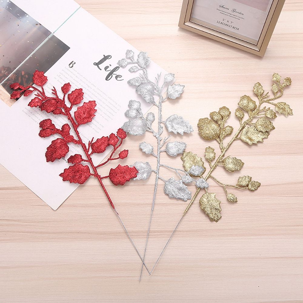 Wedding Home Glitter Glitter Leaves Christmas Tree Decor Artificial Flower Christmas Decorations