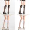 Japanese Style Fishnet Patterned Long Tube Socks for Women Girls Cute Pearl Bowknot Hollowed Out Mesh Over Calf Socks