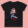 Personalised Chucky With Knife Your Name Or Text Halloween Horror Movie Character Womens Tee T Shirt Mens Tops Unisex Top