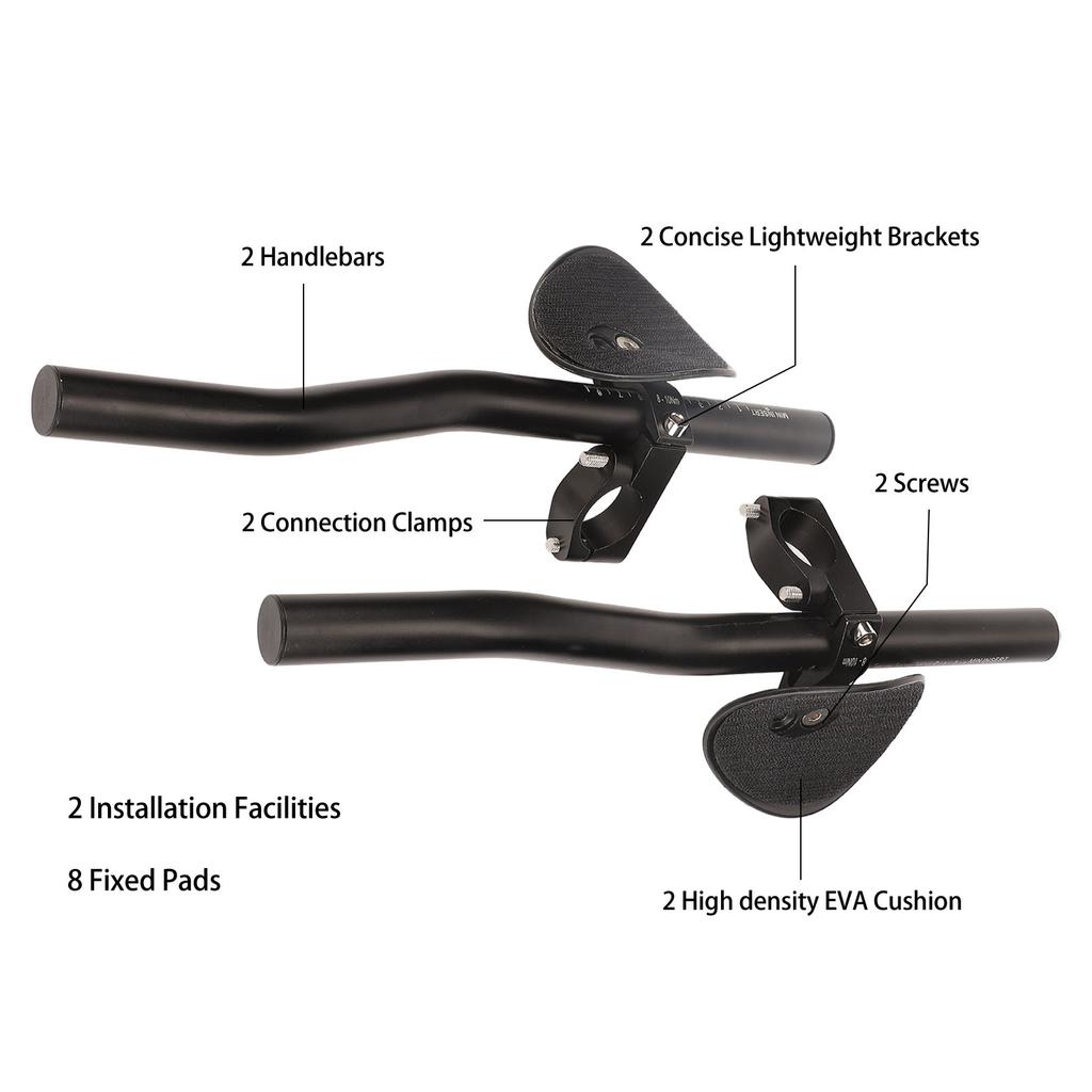 2PCS Bike Aero Bars Mountain Bike Rest Handlebar Aluminum Alloy Road Bike TT Handle