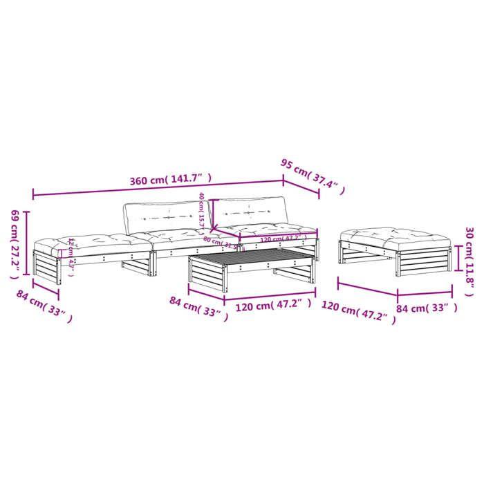 VidaXL Garden Lounge Set with Cushions 5 Pcs, Sofa with Footrest, Furniture Set with Coffee Table Patio Terrace, 3186145