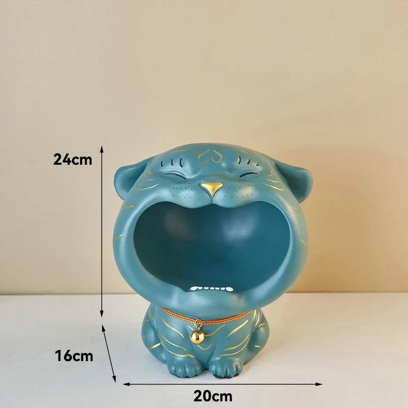 Cute Tiger 2022 Lucky Cat Figurines Money Box Tray Snack Food Storage Holder Desk Ornaments Chinese New Year Home Decoration