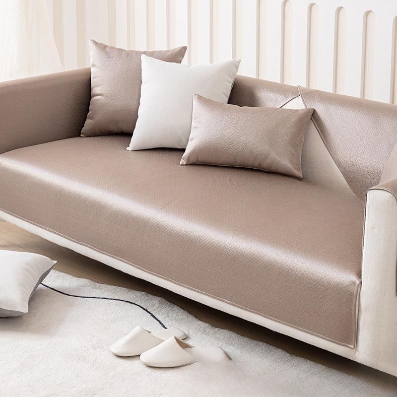 Ice Silk Sofa Cushion Summer Summer Summer Mat Non-Slip Affordable Luxury Style Cushion All-Inclusive Modern Simple Solid Color Universal Cover Towel