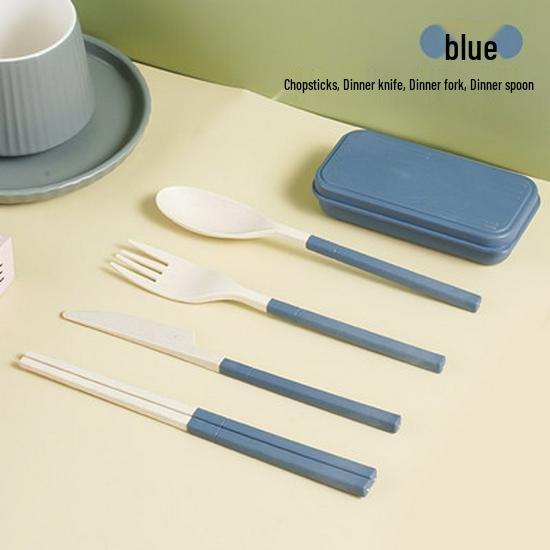 

Portable Four-Piece Folding Cutlery Set: Knife, Fork, Spoon, Chopsticks - Ideal for Travel, Office, and Picnics