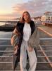 Elegant Color Block Fur Collar Trench Coat - European & American Style for Autumn/Winter 2025