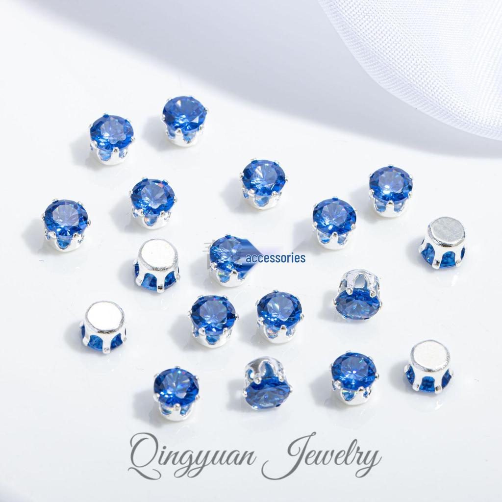 Round Claw Zircon Crystal DIY Jewelry Accessories for Bracelets, Necklaces, Wedding Dresses, and Dance Costumes