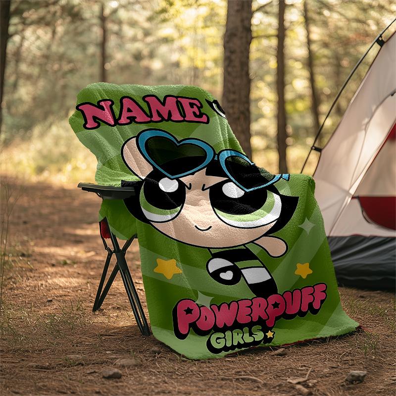 Customizable The Powerpuff Girls Throw Blanket – Personalized Name, All-Season Cozy Snug Blanket, Machine Washable, Personalized Blanket