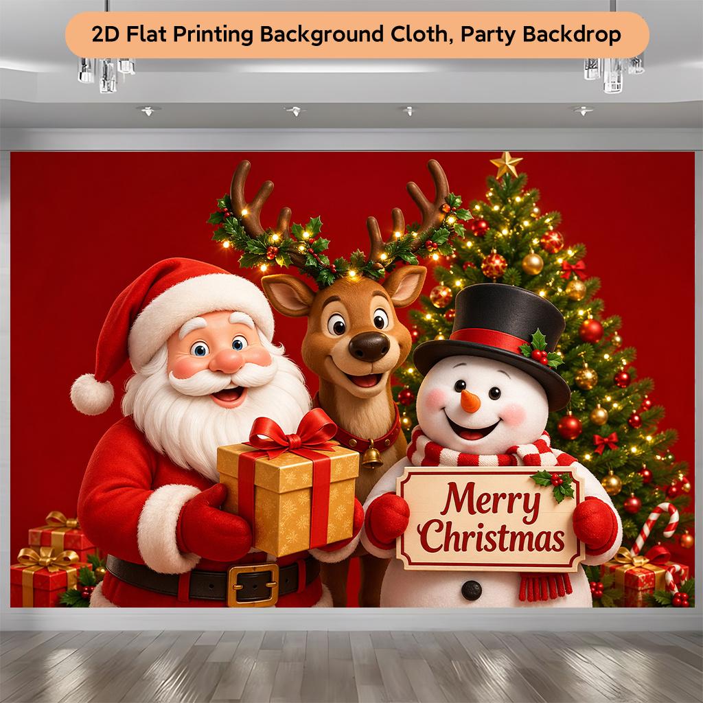 1Pcs Merry Christmas Smiling Figures Scene Decoration Background Xmas Backdrop Decorations For Photo Studio Photo Booth Party