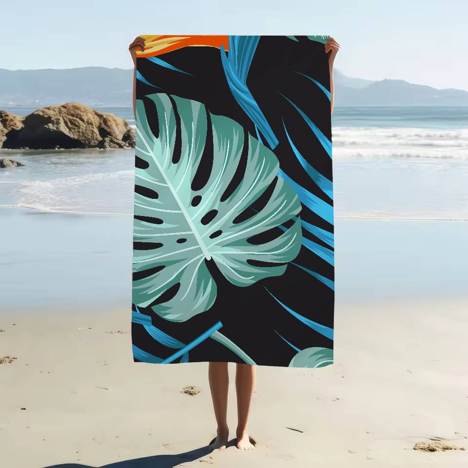 Tropisk Plante Mønster Print Mikrofiber Strandhåndklæde Absorberende Hurtigtørrende Blødt Yoga Svømning Ferie Bjergbestigning Håndklæde