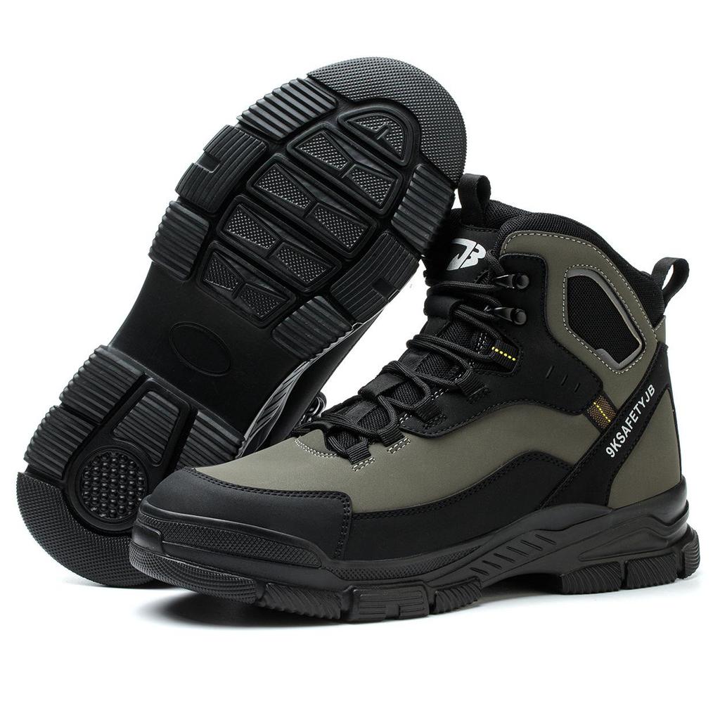 Top-Selling High-Top Microfiber Leather Safety Boots - Outdoor Mountaineering Steel Toe, Anti-Smash, Anti-Puncture, Wear-Resistant.