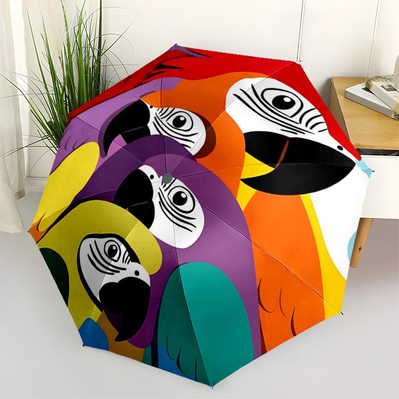 1pc Parrots, Macaws Automatic Open/Close Umbrella 8-Rib Strong Frame, Portable Travel Umbrella for Women & Men, Birthday Gift Parties 017