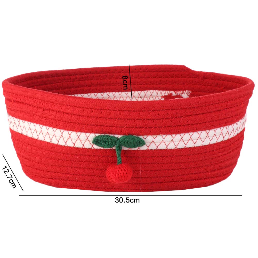 Handmade Red Cherry Basket Creative Cute Woven Storage Basket Large Capacity Exquisite Clothing Sorting Basket Desktop