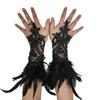 Wedding Gloves Proms White Gloves Feather Long Gloves for Operas Women Lady Proms Costume Accessories