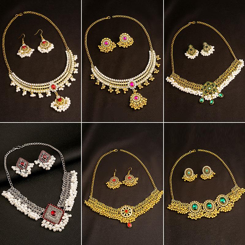 SKEDS New Arrival Bohemian Style Women Luxury Rhinestone Necklaces Earrings Trendy Lady Travel Party Jewelry Accessories Gift