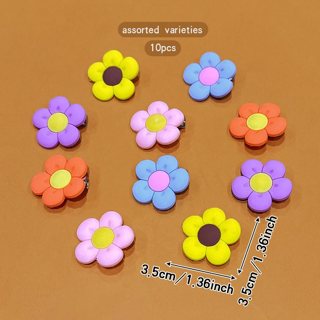 10 Niedliche Bunte Zufällige Blumen Haarspangen Einfacher Kopfschmuck Geeignet für den Täglichen Gebrauch Haaraccessoires
