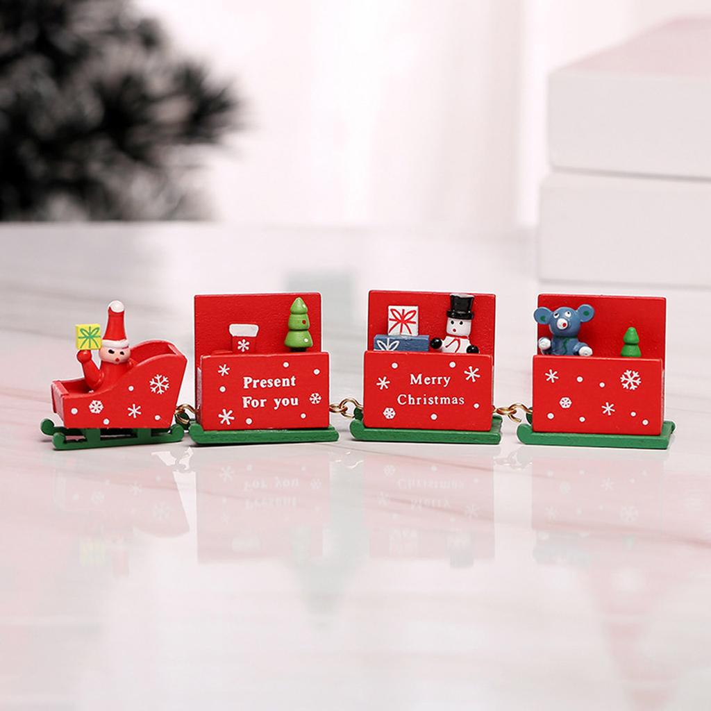 Christmas Decorations Christmas Wood Small Train Children Kindergarten Festive