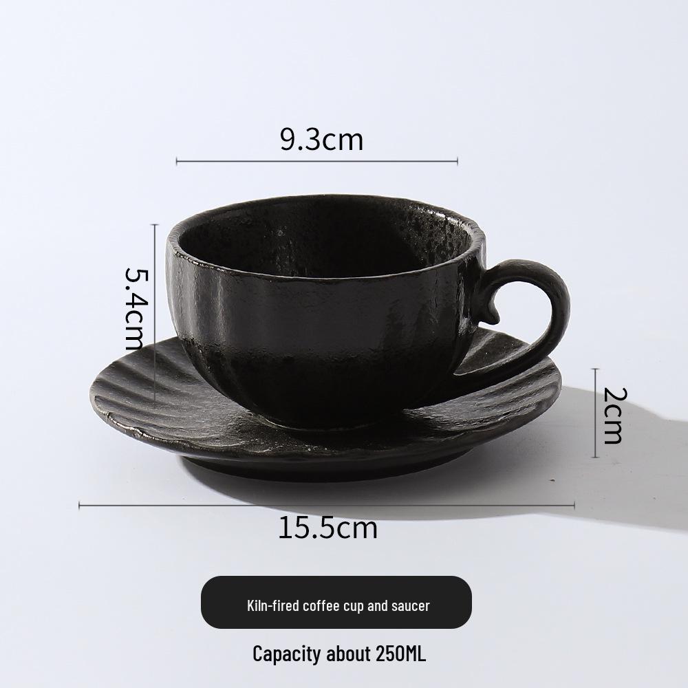 Retro Japanese Ceramic Coffee Cup & Saucer Set - Light Luxury Underglaze Design.