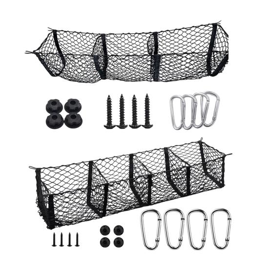 Pickup Truck Trunk Cargo Net with Mounting Accessories 3/4 Pocket Universal Car Auto SUV Truck Bed Organizer Storage Bag