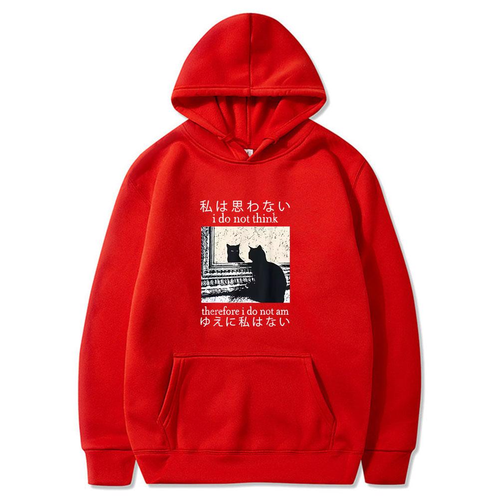 I Do Not Think Therefore I Do Not Am Tops Funny Cat Shirt Grunge Long Sleeve Wears Hot Sale Men Women Casual Oversized Clothing