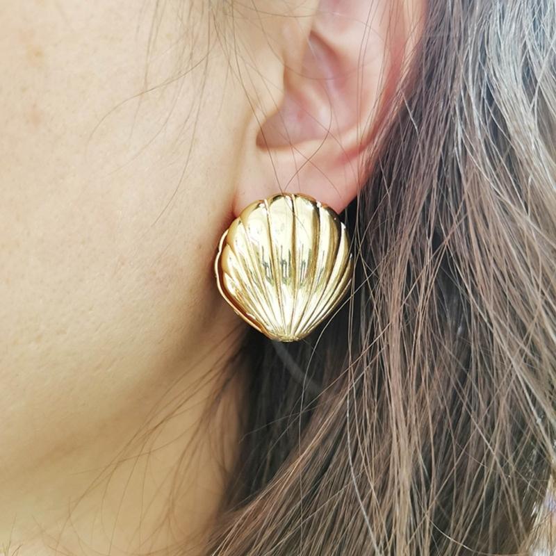 Kleine Piercing Ohrringe Einfache Kleine Muschelförmige Stecker Ohrringe Süß Cool Party Schmuck Mode Metall Ohr Schnalle