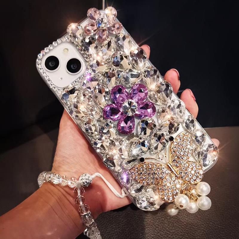 Luxury 3D Bling Rhinestone Crystal Flower Phone Case For Samsung Galaxy A17 A16 A15 A14 A13 A12 A07 A06 A05 A05S 4G 5G